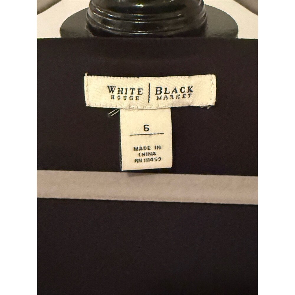 White House Black Market Dress Womens Size 6 Black Wrap Sheath Buckle - Picture 3 of 6
